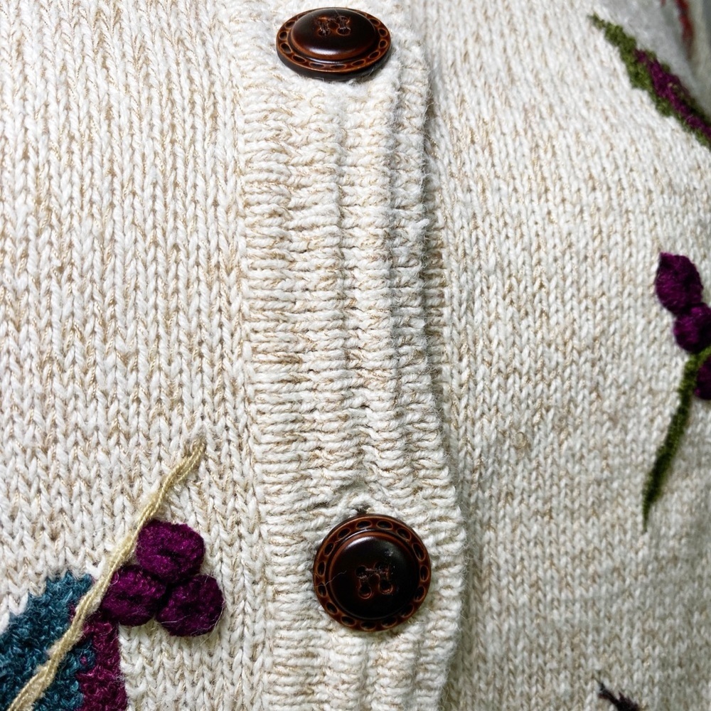 Alfred Dunner Cream Cardigan with Leaf Motif - Picture 15 of 15